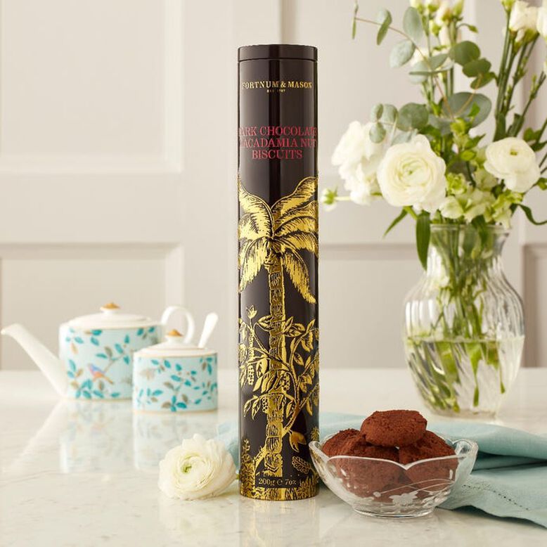 FORTNUM &amp; MASON Dark Chocolate Macadamia Nut Biscuits, 200g, , hi-res