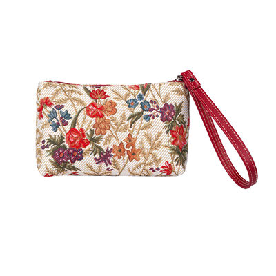 V&a woven tapestry wristlet bag--flower meadow