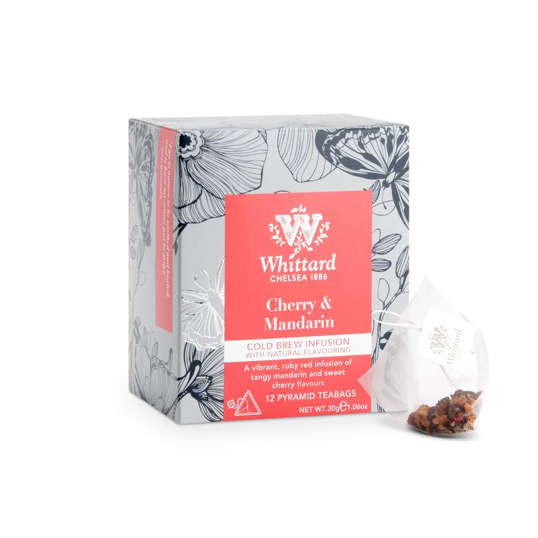 WHITTARD Cold Brew Cherry & Mandarin Flavoured Infusion Pyramid Teabags, , hi-res