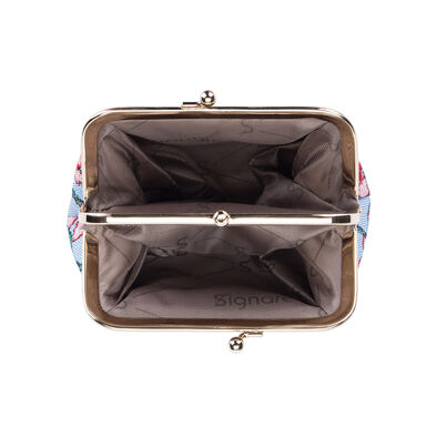 V&amp;a woven tapestry frame purse-blossom and swallow, , hi-res