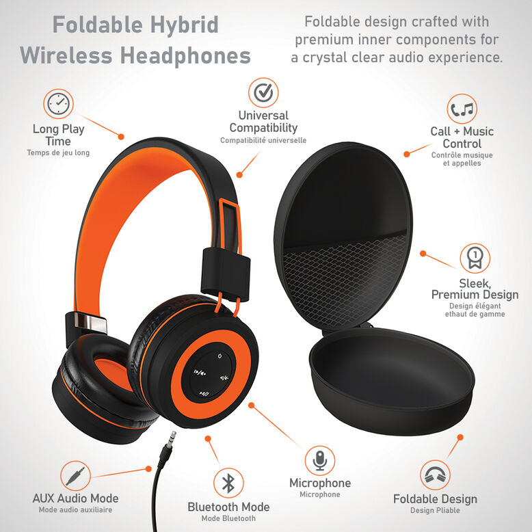 GadJet Hybrid Wireless Foldable Headphones, , hi-res