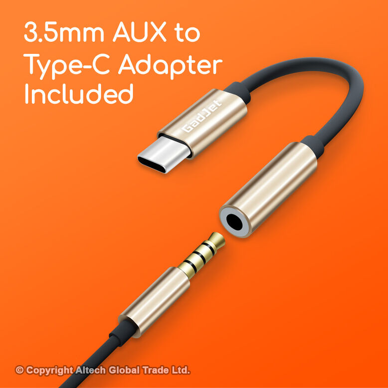 GadJet USB-C Earphones with 3.5mm AUX Adapter, , hi-res