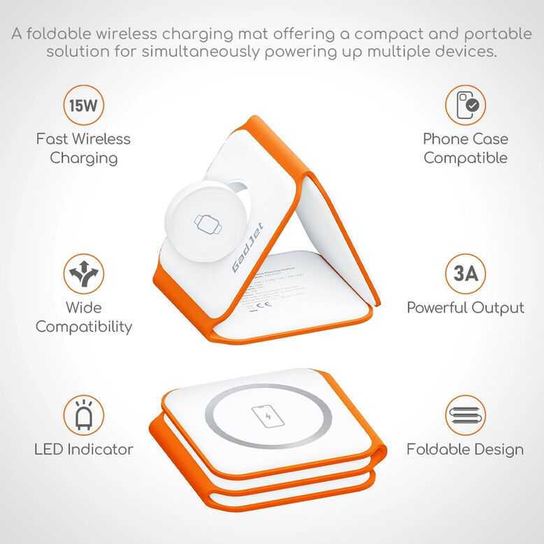 GadJet 3-in-1 Foldable Wireless Charging Station, , hi-res