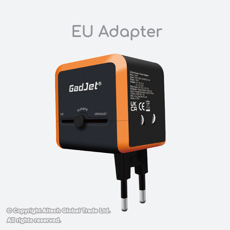 GadJet 3-Port Travel Adapter Type-C + 2-USB, , hi-res