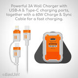 GadJet Cable + Wall Charger Pack, , hi-res