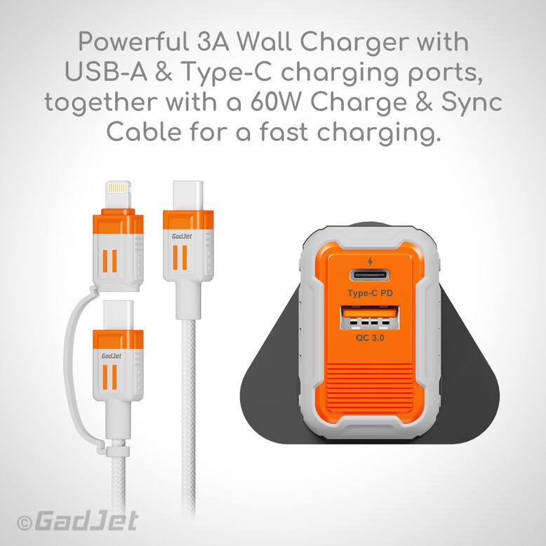 GadJet Cable + Wall Charger Pack, , hi-res