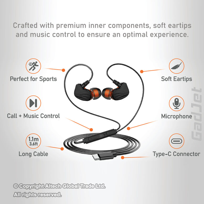 GadJet USB-C Corebeats Wired Earphones, , hi-res