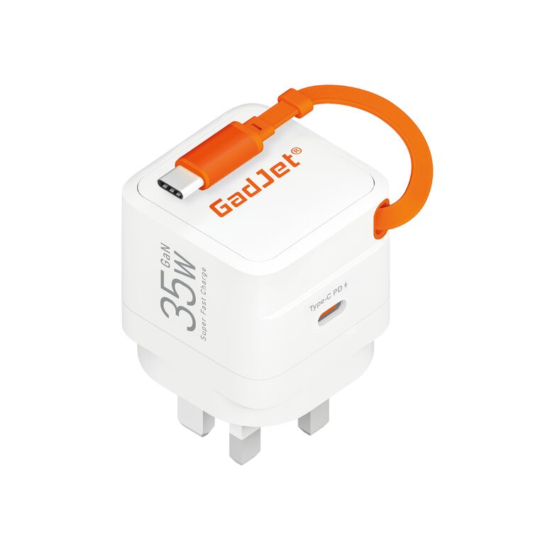 GadJet Power Adapter GaN Retractable + USB-C Cable 35W, , hi-res