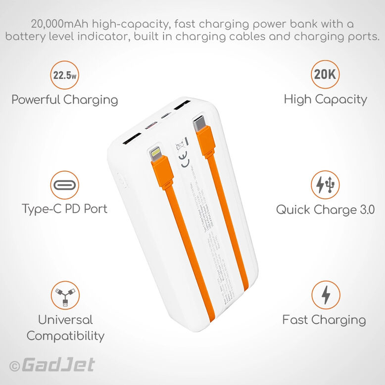 GadJet 20,000 mAh Rapid Power Bank, , hi-res