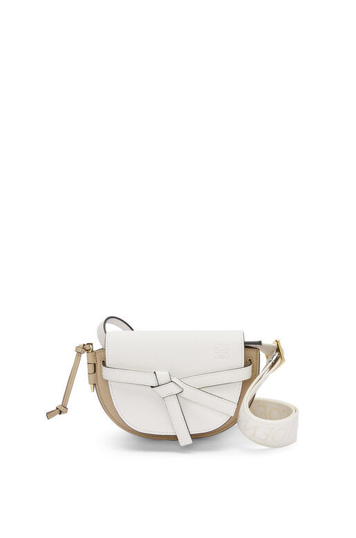 Mini Gate Dual bag in soft calfskin and jacquard, , hi-res