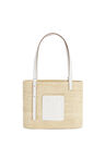 Small Square Basket bag in raffia and calfskin