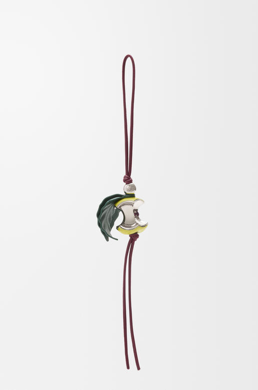 Apple charm in brass and calfskin, , hi-res