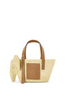 Small Elephant Basket bag in raffia and calfskin
