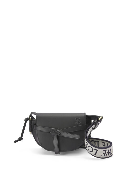 Mini Gate Dual bag in soft calfskin and jacquard, , hi-res