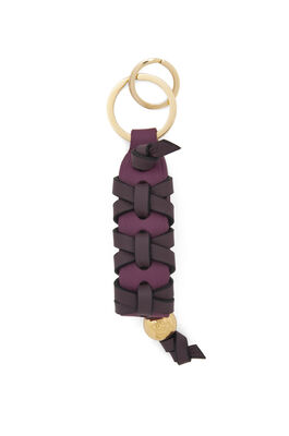 Cross braided keyring in classic calfskin