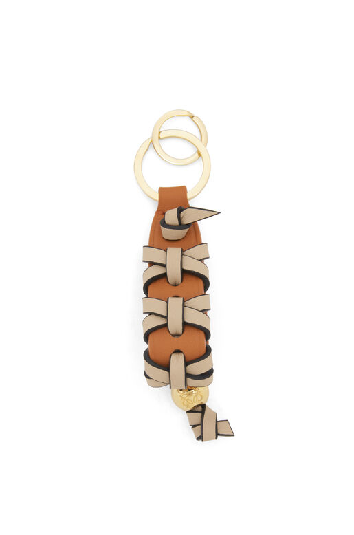 Cross braided keyring in classic calfskin, , hi-res