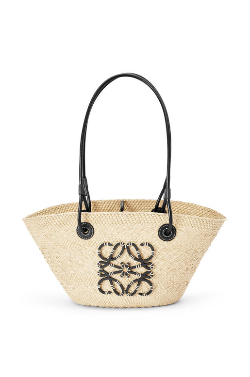 Small Anagram Basket bag in iraca palm and calfskin, , hi-res
