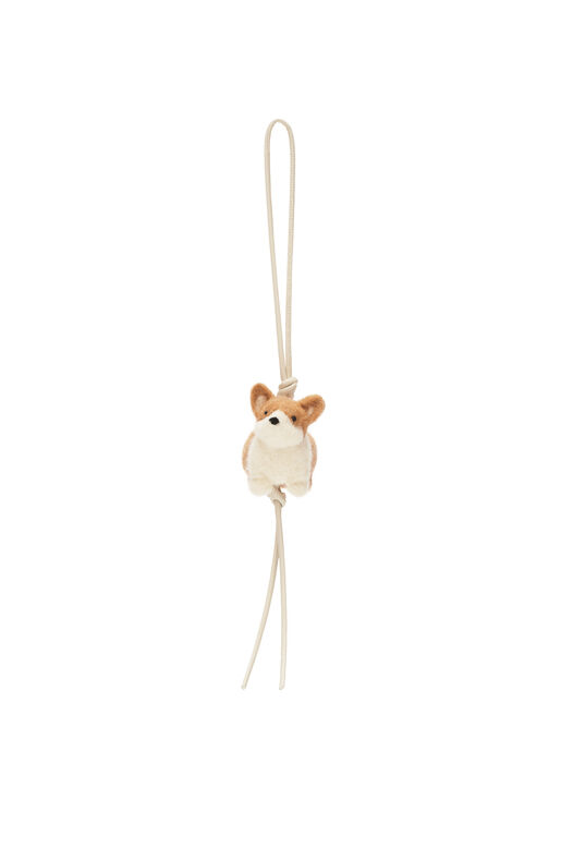 Corgi charm in felt and calfskin, , hi-res