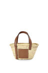 Small Basket bag in palm leaf and calfskin