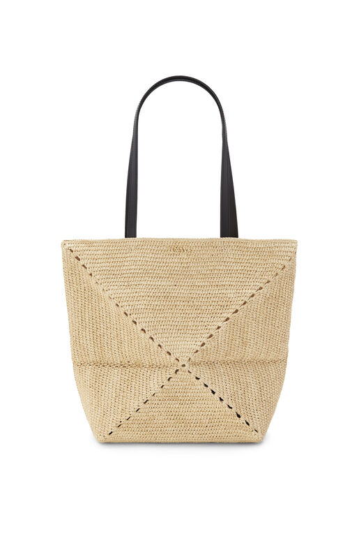 Medium Puzzle Fold Tote in raffia, , hi-res