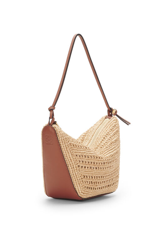 Mini Hammock Hobo in raffia and calfskin, , hi-res