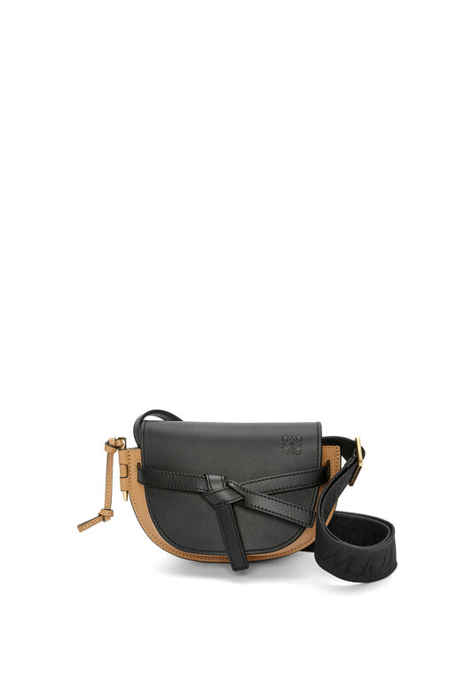 Mini Gate Dual bag in soft calfskin and jacquard, , hi-res