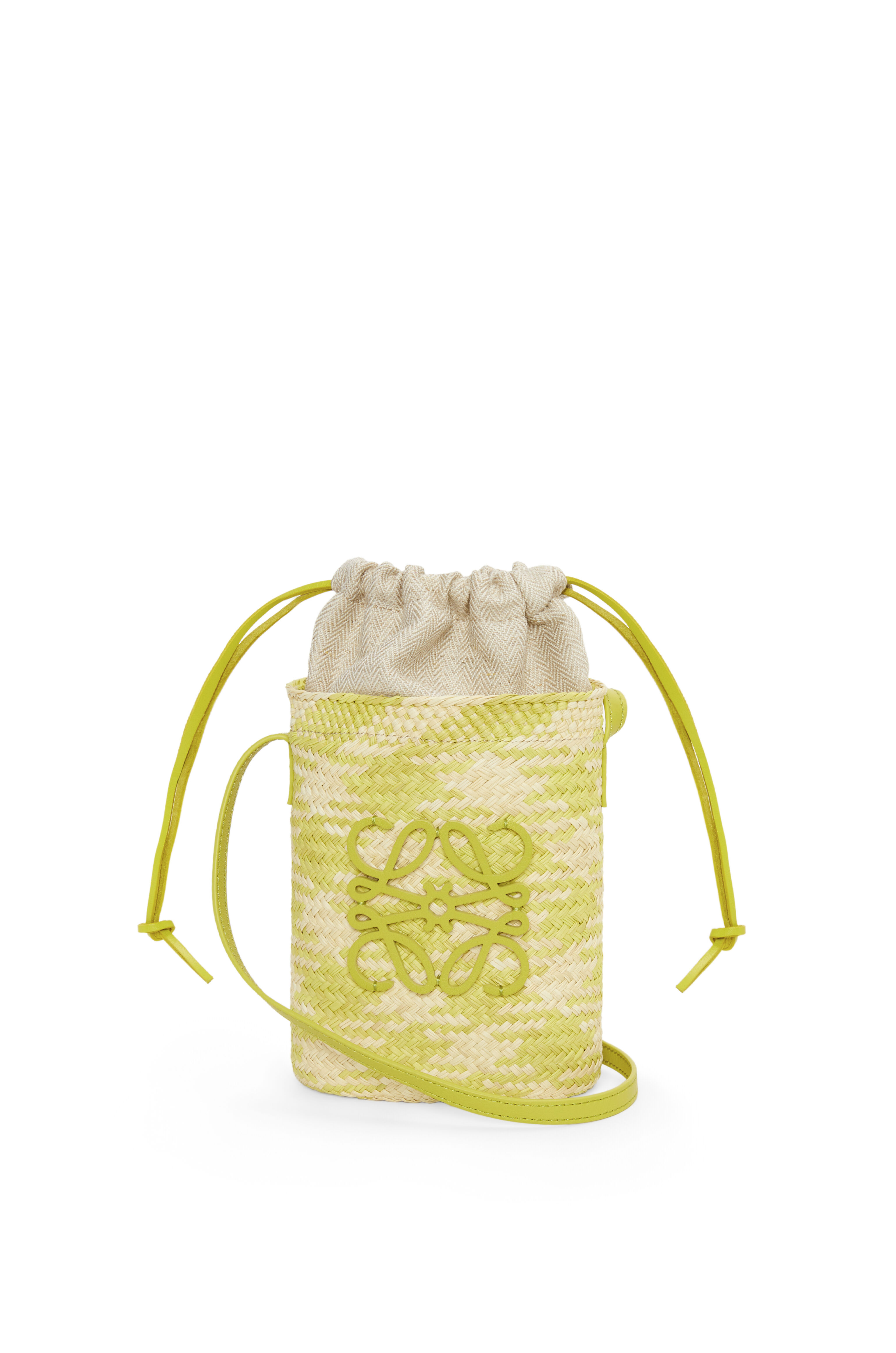 Loewe Anagram Checks square pocket in iraca palm and classic