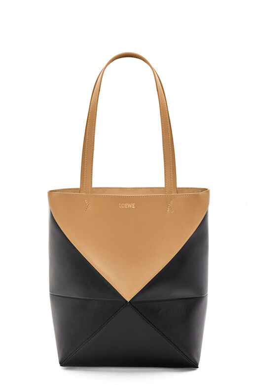 Puzzle Fold Tote in shiny calfskin, , hi-res