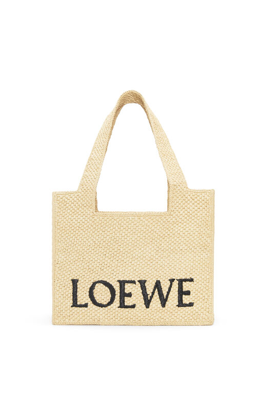 Medium LOEWE Font Tote in raffia, , hi-res
