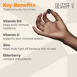 Nutriburst Triple Immunity with Vitamin D &amp; C Sugar-Free Gummies, , hi-res