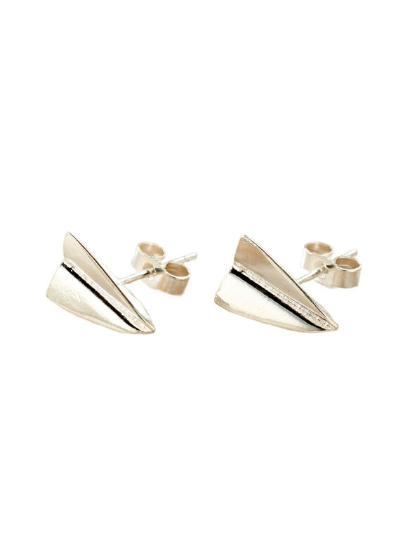 Sterling Silver Paper Plane Stud Earrings, , hi-res