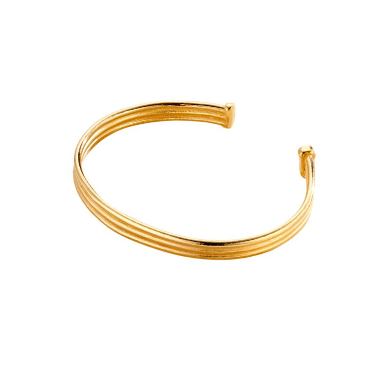 Column Open Cuff Bangle with Yellow Gold Plating, , hi-res