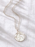 Sterling Silver Globe Charm Necklace, , hi-res