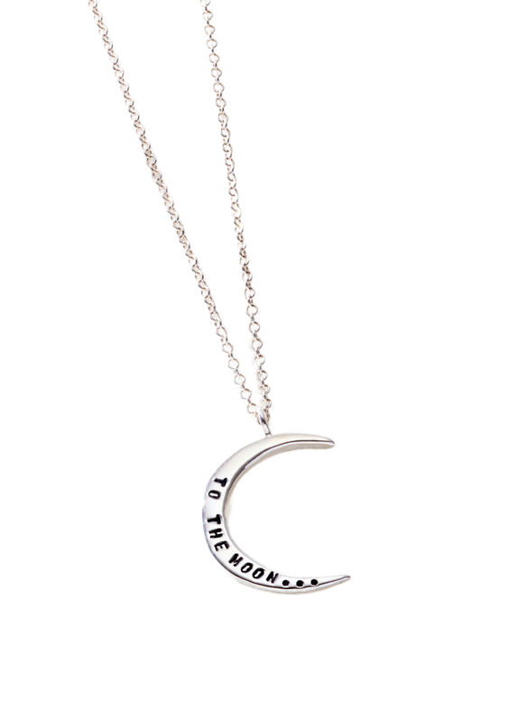 Sterling Silver 'To The Moon' Crescent Moon Necklace, , hi-res