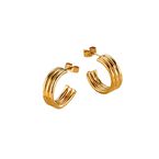 Yellow Gold Plated Column Hoop Earrings