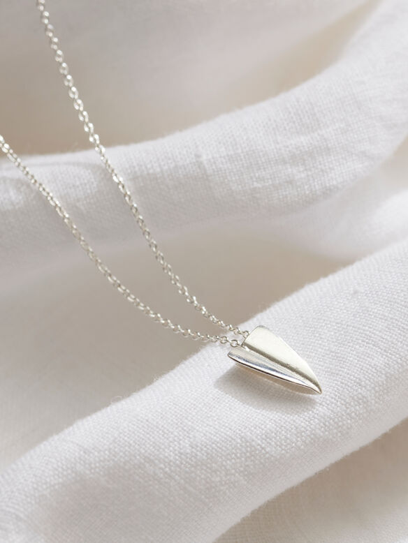 Sterling Silver Mini Paper Plane Charm Necklace, , hi-res