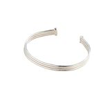 Sterling Silver Column Open Cuff Bangle, , hi-res
