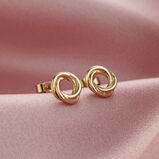 Russian Ring Stud Earrings with Yellow Gold Plating, , hi-res