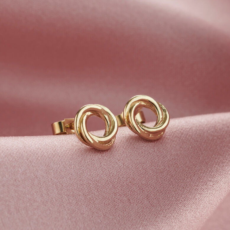 Russian Ring Stud Earrings with Yellow Gold Plating, , hi-res