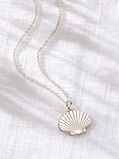 Sterling Silver Scallop Shell Charm Necklace, , hi-res