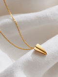 Yellow Gold Plated Mini Paper Plane Charm Necklace, , hi-res