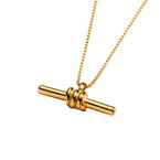 Column T-Bar Pendant Necklace with Yellow Gold Plating