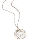 Sterling Silver Globe Charm Necklace, , hi-res