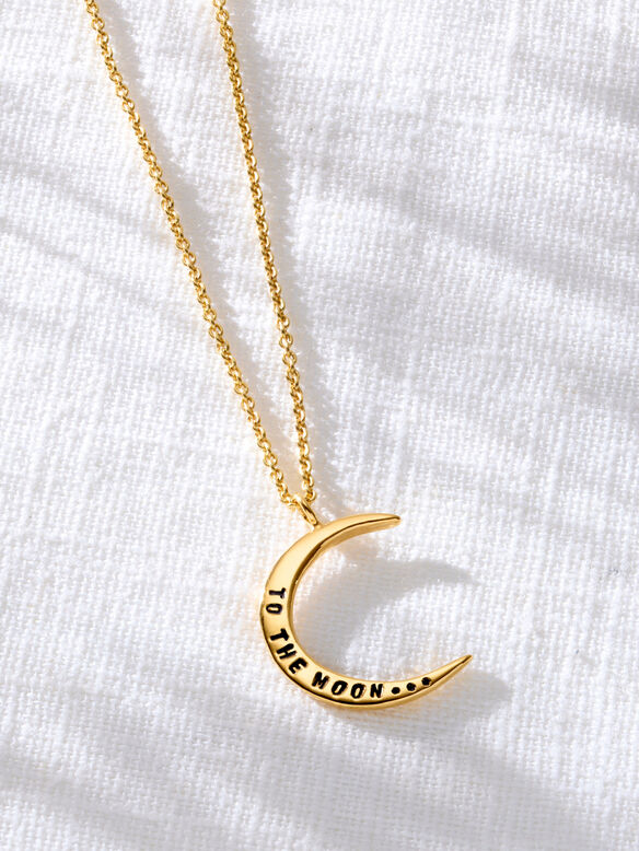 18ct Yellow Gold Plated 'To The Moon' Crescent Moon Necklace, , hi-res