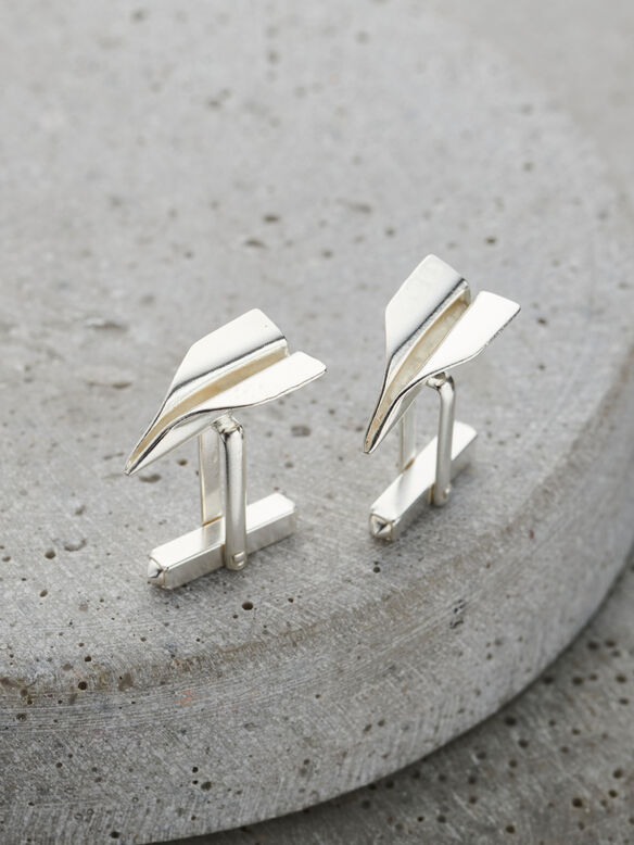 Sterling Silver Paper Plane Cufflinks, , hi-res