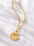 18ct Yellow Gold Plated Wave Charm Necklace, , hi-res