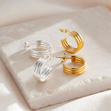 Sterling Silver Column Hoop Earrings, , hi-res
