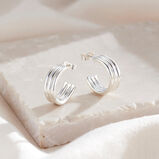 Sterling Silver Column Hoop Earrings, , hi-res