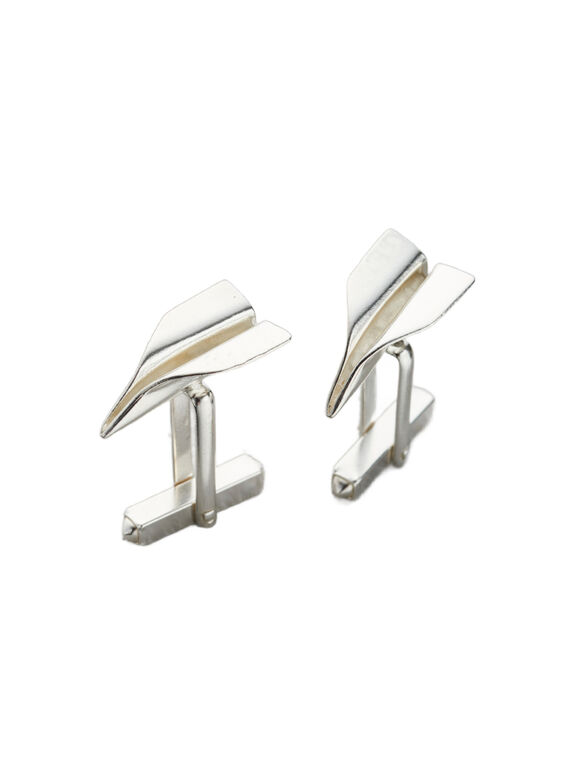 Sterling Silver Paper Plane Cufflinks, , hi-res