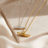 Sterling Silver Column T-Bar Necklace, , hi-res